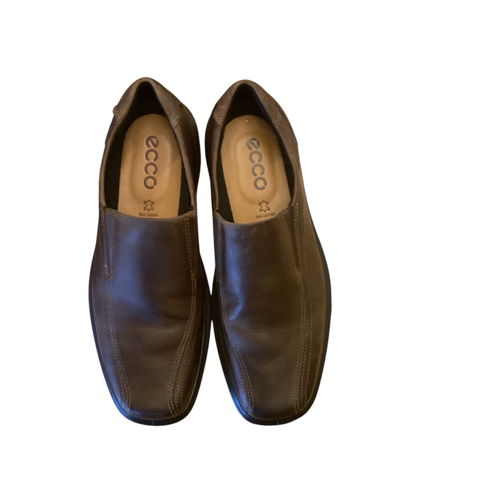 Ecco MensUS 10 Casual Brown Leather Slip On Shoes